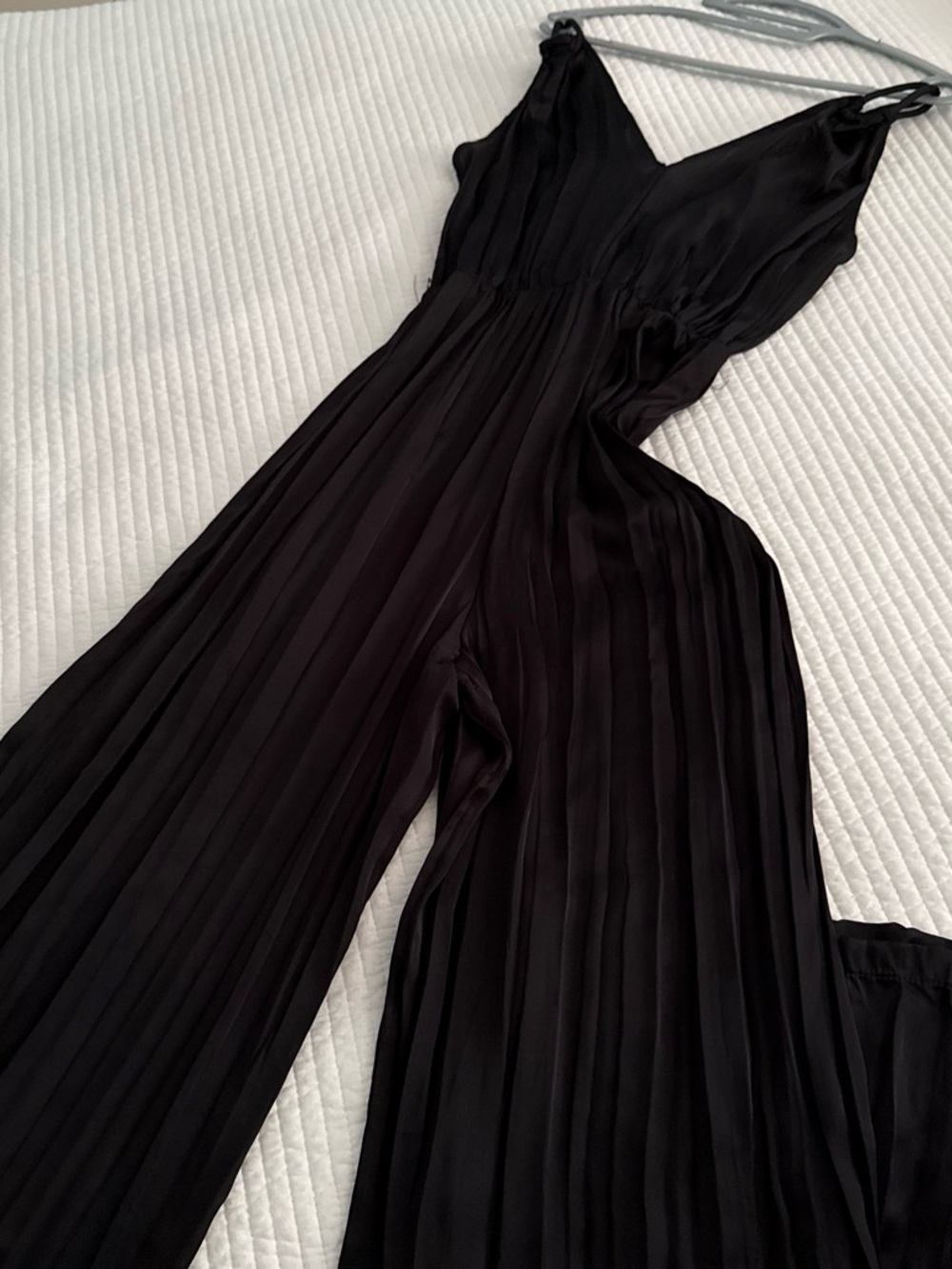 Zara Black Strapless Pleated Wide-Leg Jumpsuit